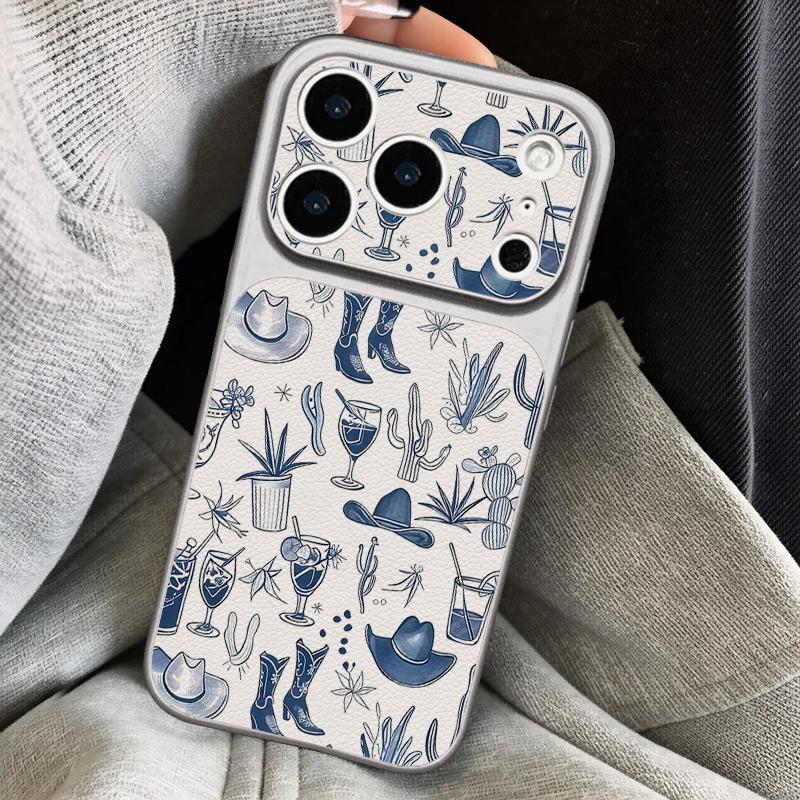 Синие Рыба Кит Океан Телефон Кожаный Шнурок Чехол Для iPhone 18 Pro Max Гибридный TPU+PU Противоскользящий Мягкий Чехол Для iPhone 17 16 15 14 13 Pro Max