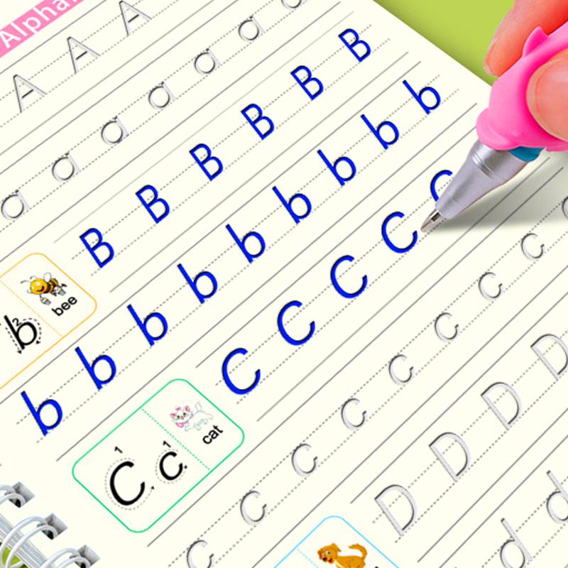 4 шт. Волшебная канавка Прописи Ручка Дошкольные учреждения Английская версия Детская каллиграфия Детская многоразовая книга для письма Свободное стирание