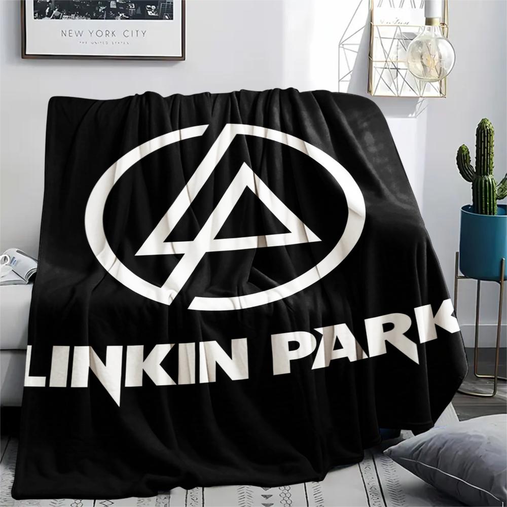 1PC Linkin Park Print Flannel Blanket, High quality Comfortable for All Seasons, Home Decor, Warmth and Comfort, Perfect for Christmas Gifts