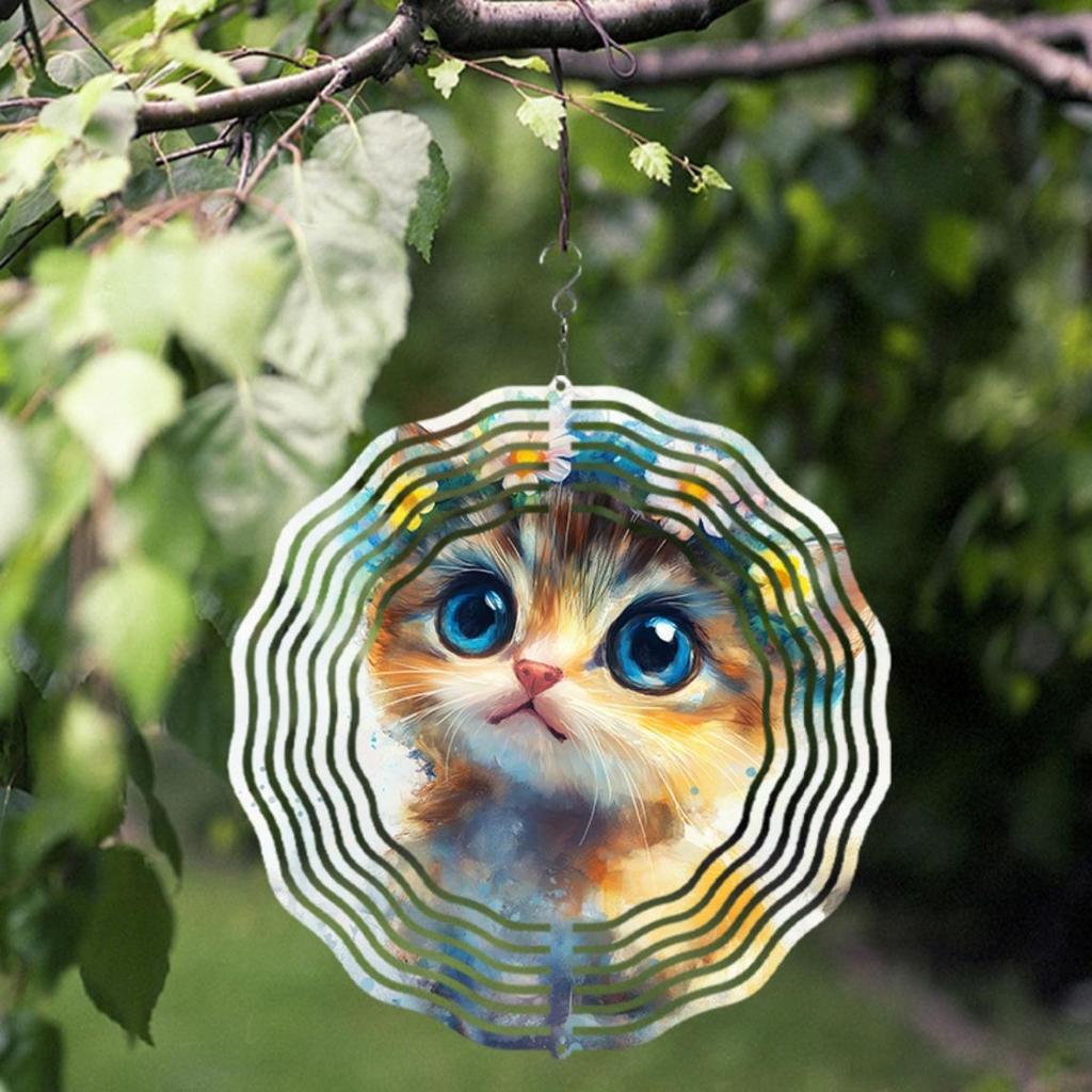 10 Inch Hanging Cat Wind Spinner Whimsical Garden Decor with 360 Hook Vibrant Cat Design for Outdoor Patio Yard Spring Summer Gift for Cat Lovers