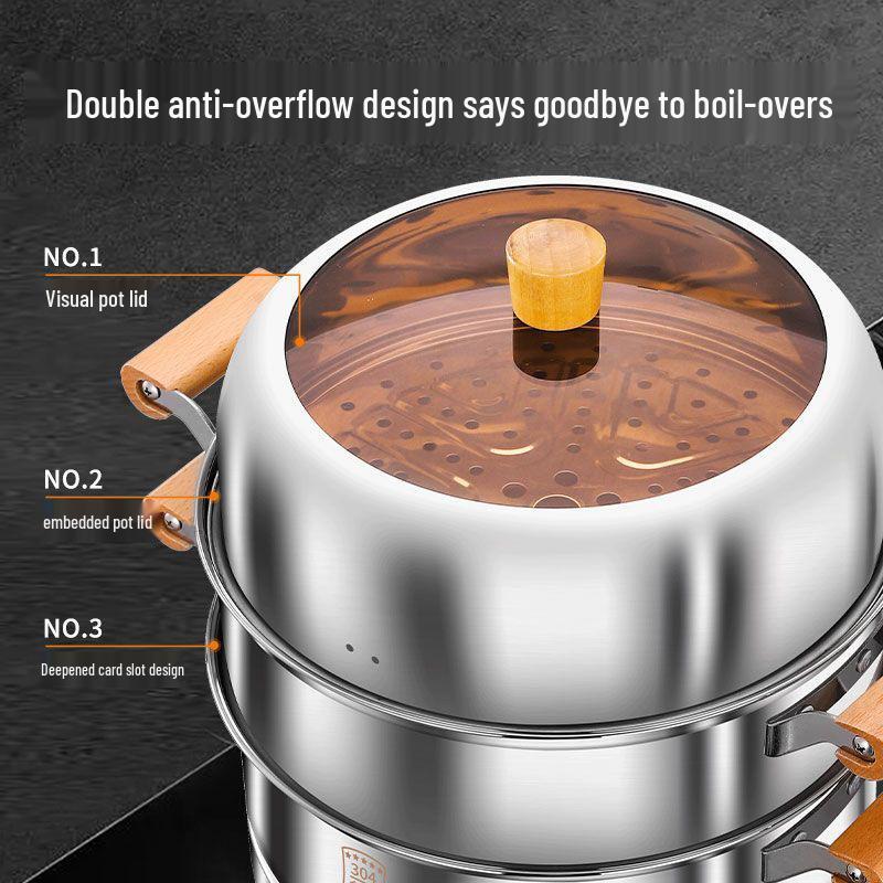 **Двухслойная ручка против ожогов Пароварка из нержавеющей стали**