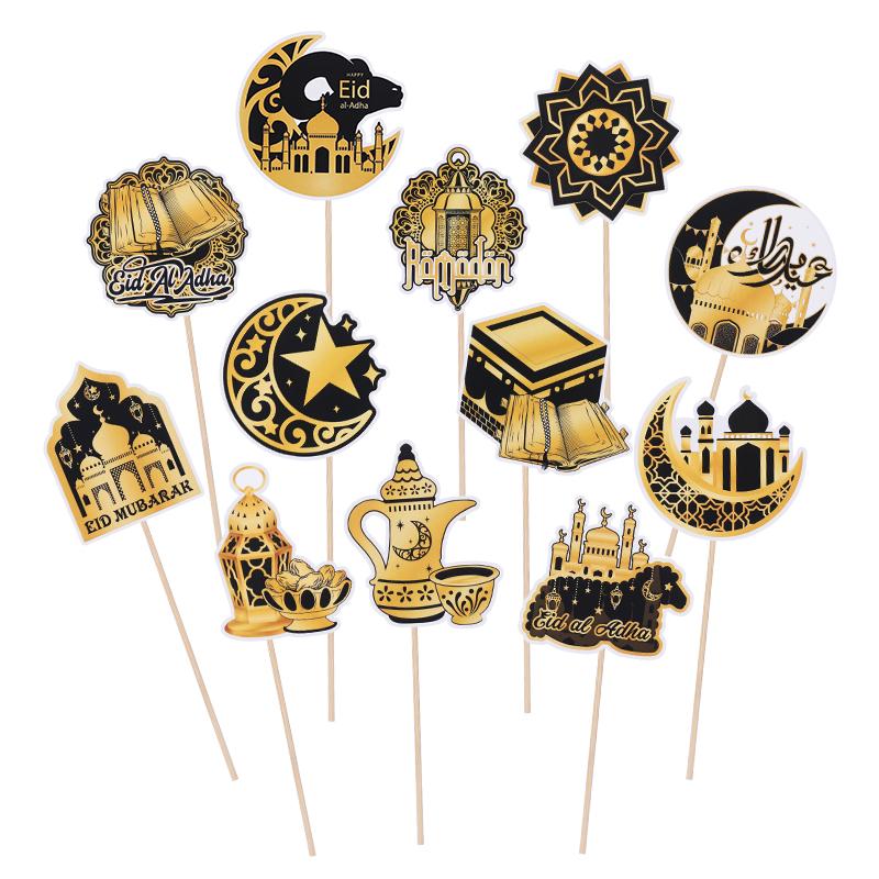 12/36 шт. Топпер для кексов Ид Мубарак Луна Звезда Мечеть Украшение для торта Десерта Сделай сам Исламская мусульманская вечеринка Инструмент для выпечки Рамадан 2025