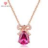 New Sweet Fashion Bow Rose Red Color Pendant Clavicle Chain For Women Charm Wedding Engagement Fine Jewelry