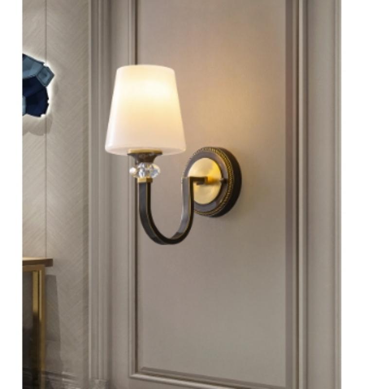Full Copper American Wall Lamp Bedroom Bedside Lamp European Lighting Modern Simple Living Room Creative Corridor Wall Light
