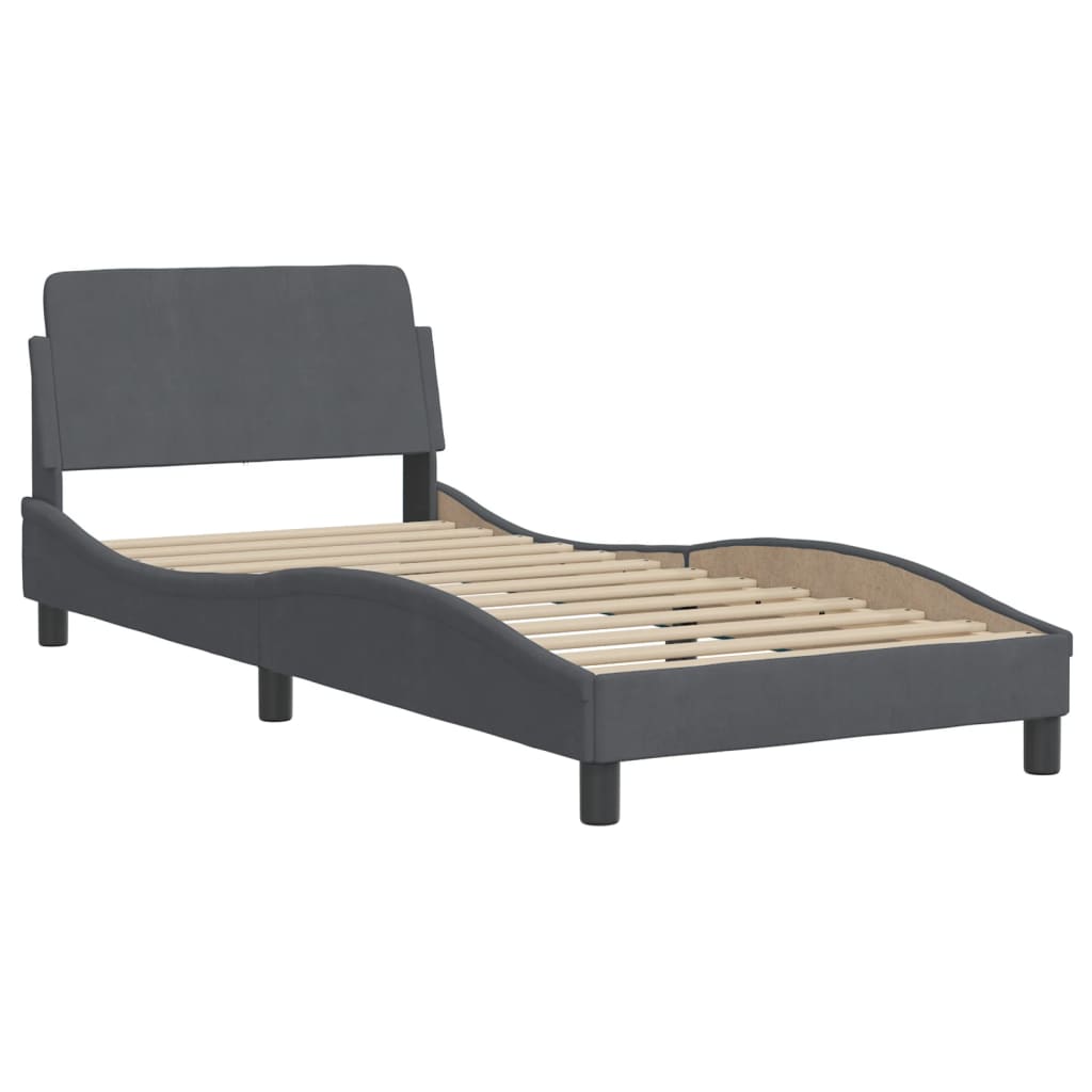 Bed with Mattress Dark Grey 80x200 cm Velvet