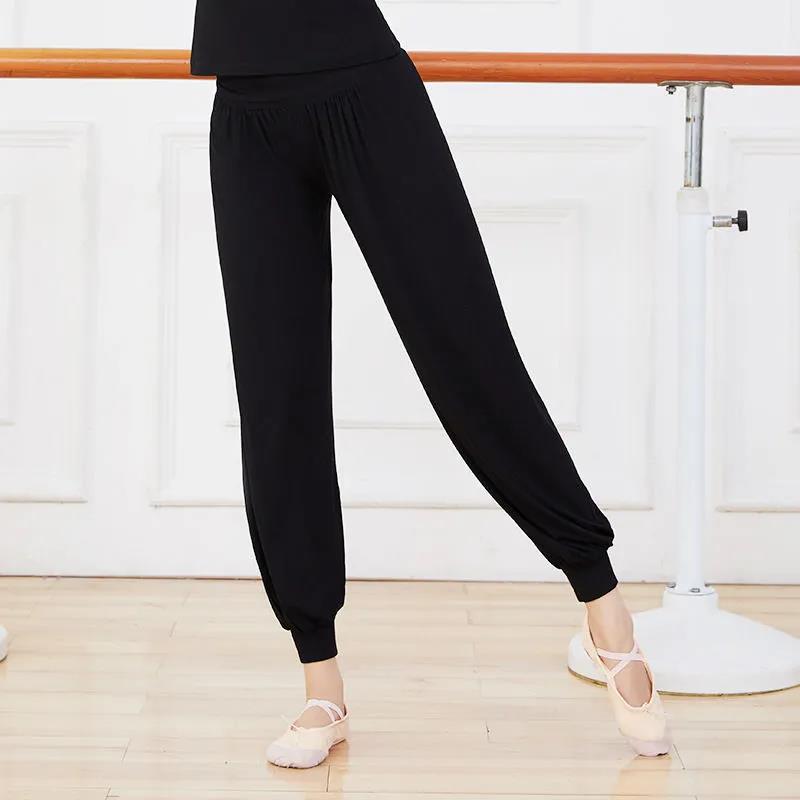Женские черные брюки для танцев, женские свободные трусики, летние спортивные штаны-шаровары с высокой талией для тренировок