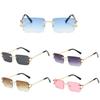 Unisex New Fashion Sunglasses Retro Rimless Square Luxury Glasses Outdoor Uv400 Driving Travel Vacation Essential Sunglasses