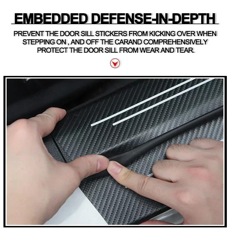 4 шт. Накладка на порог двери автомобиля из углеволокна Защитная наклейка для Toyota Yaris Corolla Avensis Aygo Vitz Vios Yaris Mark-X Mirai