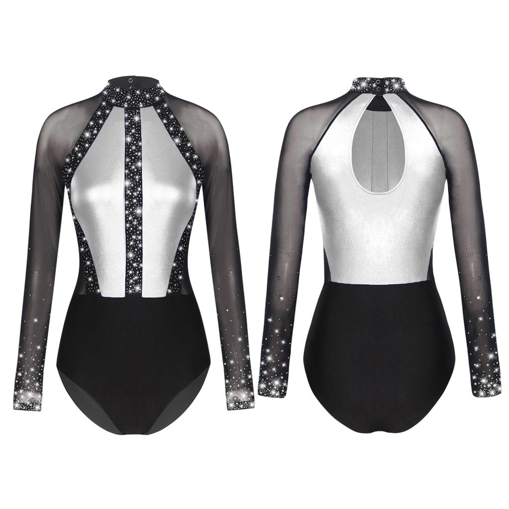 Женский гимнастический купальник в стиле пэчворк с цветными блоками, боди, топы, вечерние танцевальные костюмы, танцевальная одежда