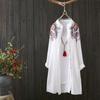Embroidered Shirt Women's Mid Length Shirt Artistic and Ethnic Style Outerwear Shirt Cardigan Spring and Autumn Season