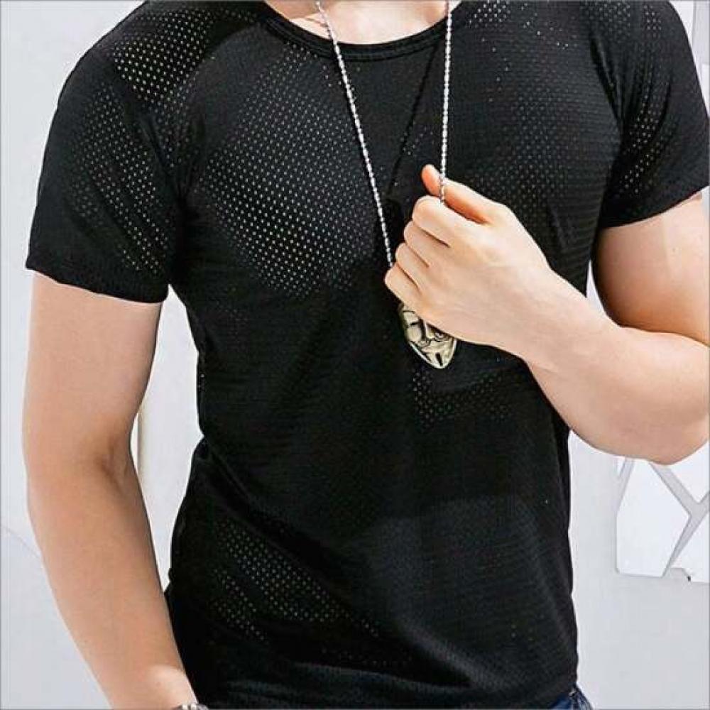 Limid Men S Round Neck meSh ShorT Sleeve T ShirT On Sha Qwfjzx4o