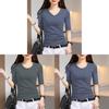 T Shirt For Women V Neck Short Sleeve Polyester Slim Fit Casual Summer Top