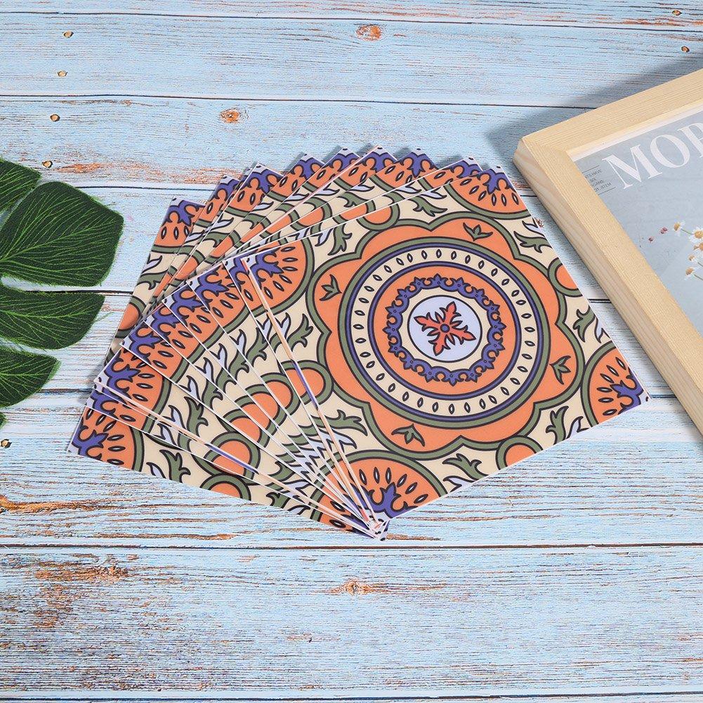 10Pcs Household Bohemian Style Waterproof Non Slip Tile Floor Wall Sticker Decoration 15x15cm(Type 1 )
