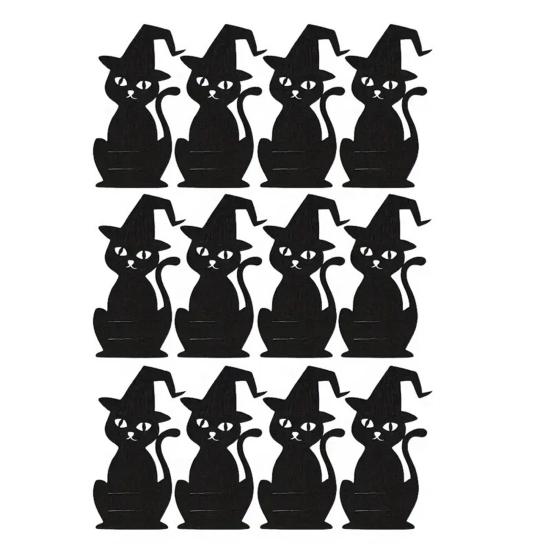 12Pcs Halloween Bat Spoon Fork Holder Spooky Pumpkin Skeleton Ghost Spider Black Cat Cutlery Felt Cover Holiday Party Dining Table Decoration