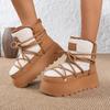 Winter Women Boots High Top Cotton Shoes Outdoor Non Slip Platform Boot Plush Warm Snow Boots for Women Lace-up Ankle Boot Botas