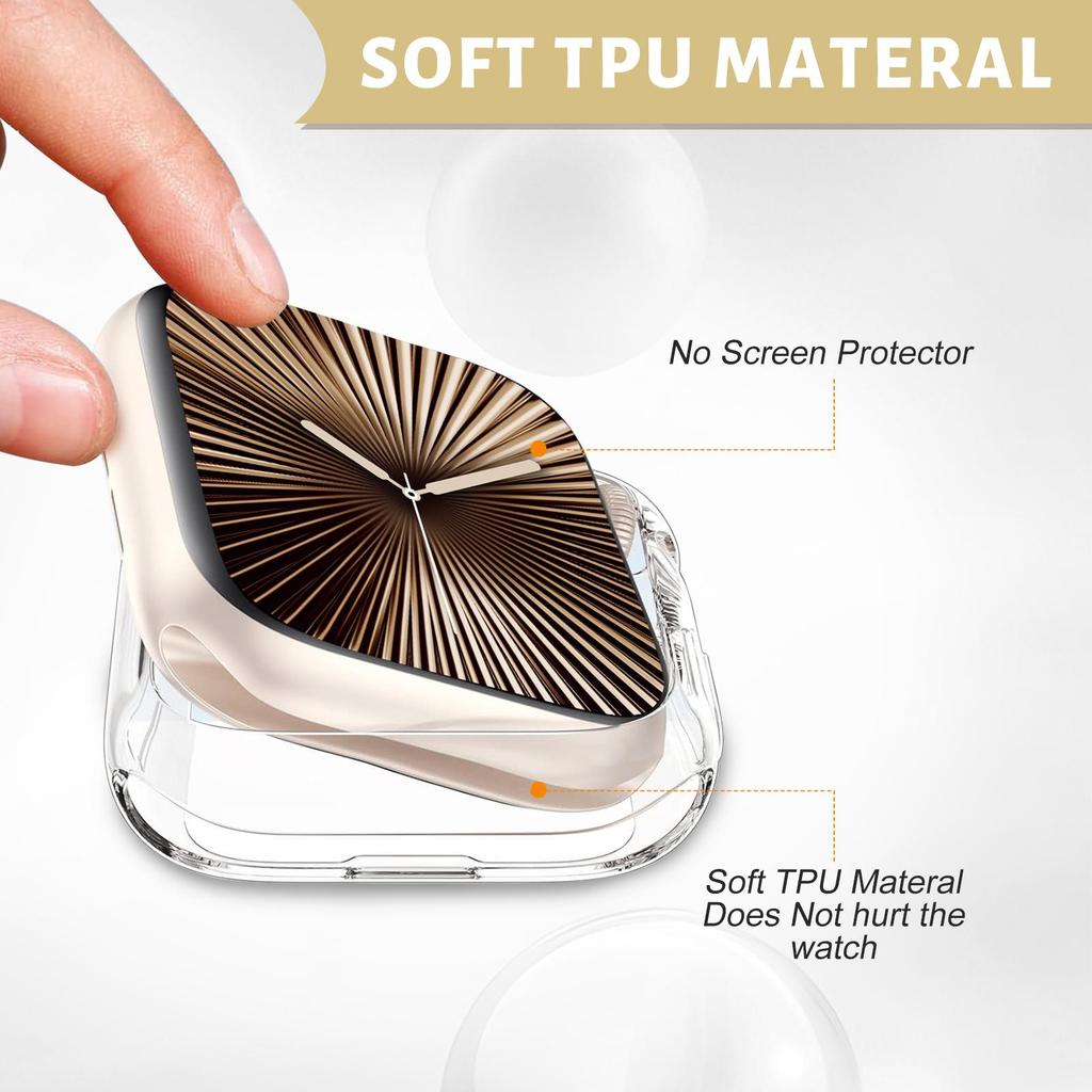 Полый чехол из ТПУ для Apple Watch 10 46 мм 42 мм Аксессуары БЕЗ Защиты экрана Мягкий Защитный бампер Чехол iWatch Серия 10 46 мм