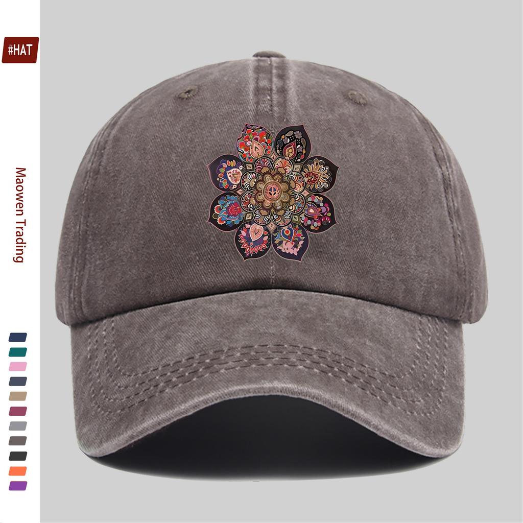 pc Vintage Paisley Mandala Print Baseball Cap for Women Men Adjustable Trucker Hat with Buckle Strap Lightweight Suitable