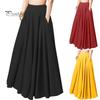 Женская макси-юбка с высокой талией, однотонная юбка трапециевидной формы с карманами, свободная плиссированная длинная юбка, повседневная одежда для отдыха