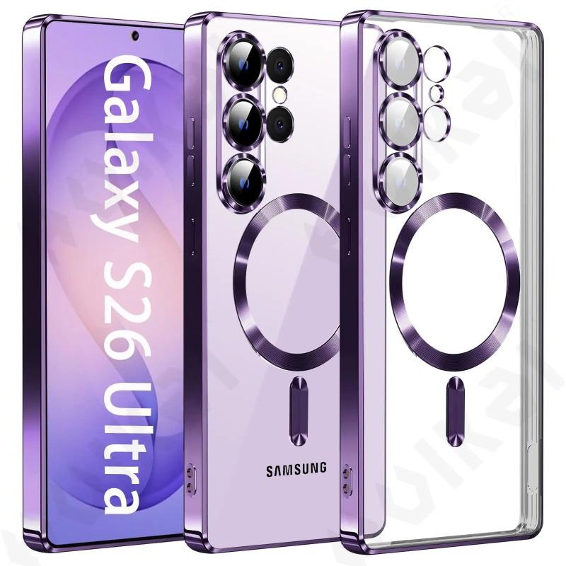 Case for Samsung S26 Ultra with Clear Shockproof Slim Magnetic Phone Protective Ultra Strong Magnet Non-Yellowing Cover Back