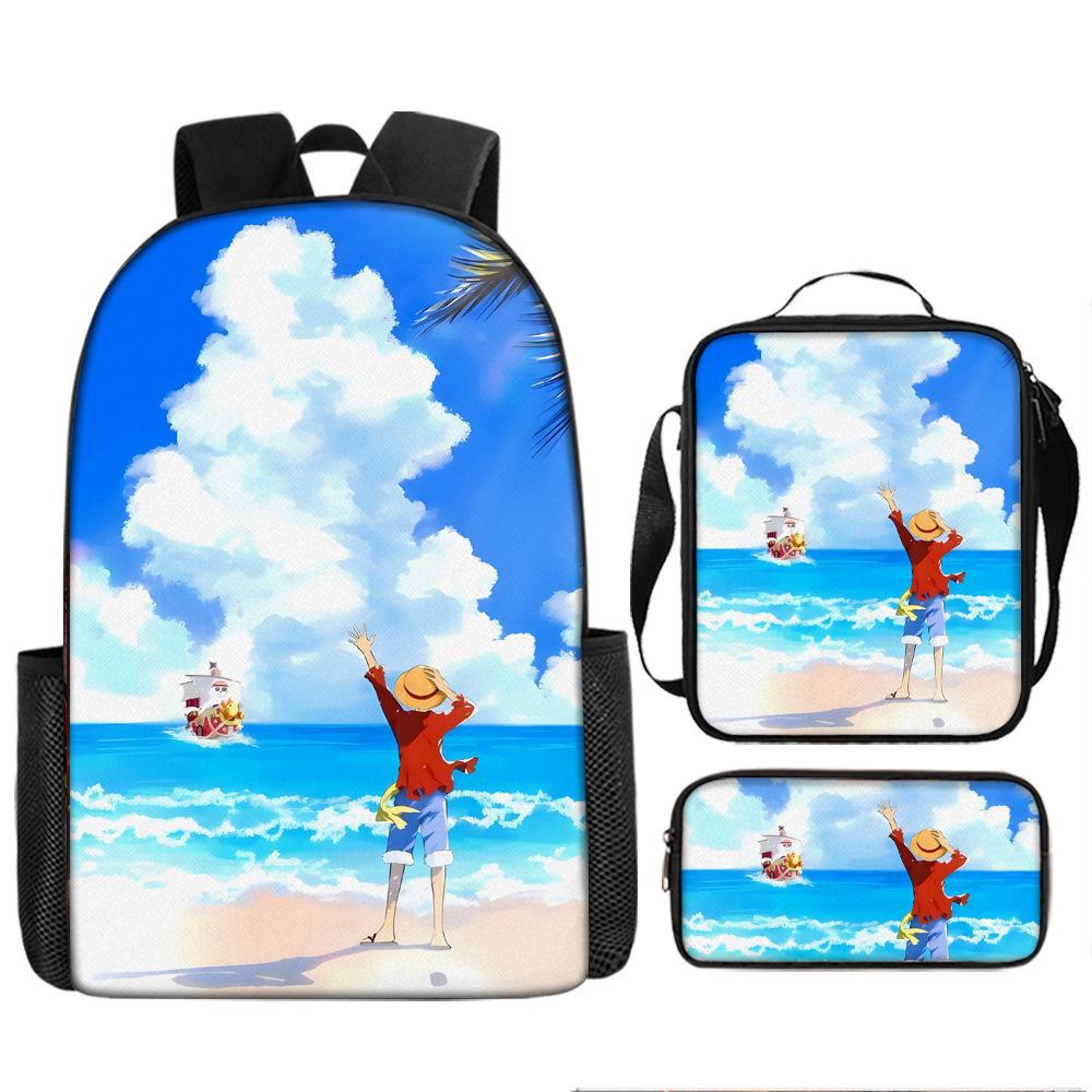 One Piece Луффи Школьная сумка One Piece Рюкзак Зоро Студенческий Рюкзак Морской Король Портфель Набор Пеналов