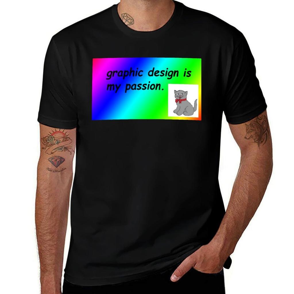 Graphic design is my passion rainbow comic sans T-Shirt t shirt man casual t shirt personalised T-Shirt