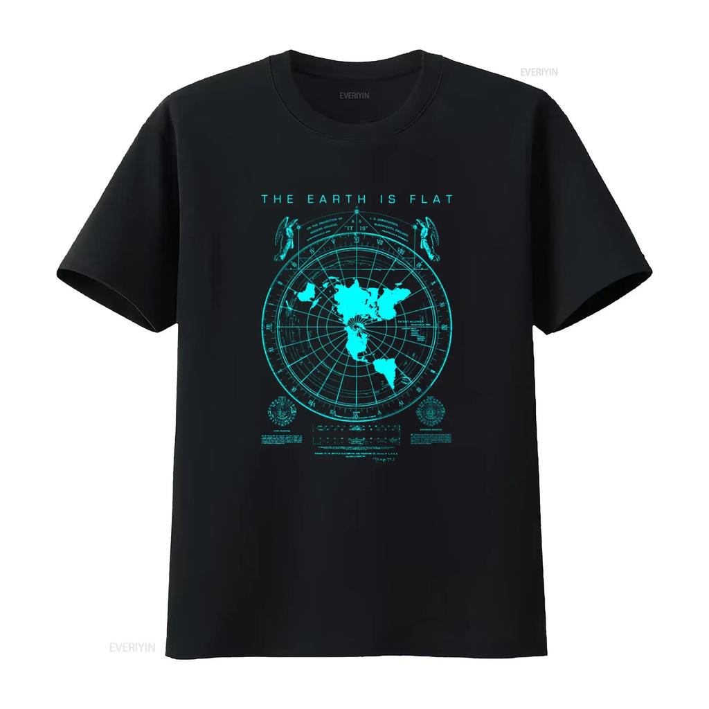 Flat Earth Map Print T Shirt Is Design Firmament Plies World Order designer clothes graphic V