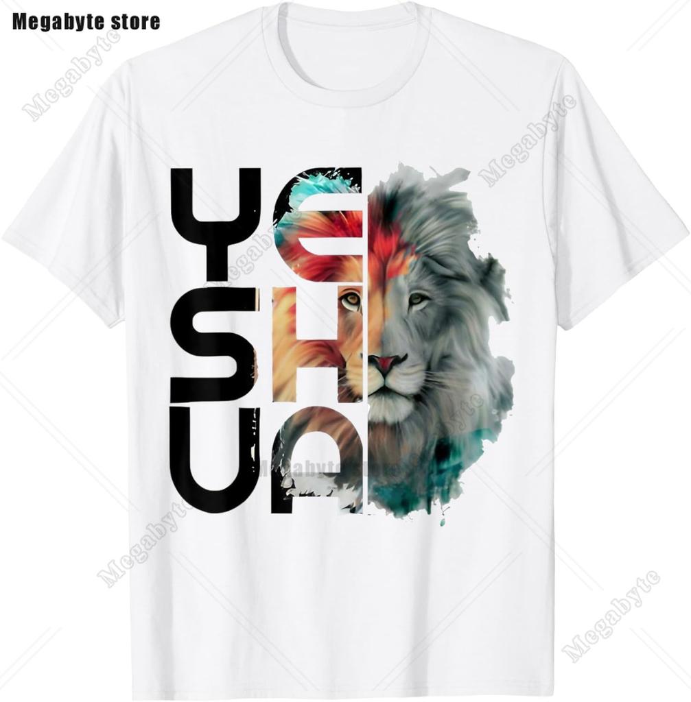 Jesus Lion of Judah Christian Gift for Unisex Women TShirt Vintage T Shirt Animal Tops Casual Fashion Christian T Shirt Oversized