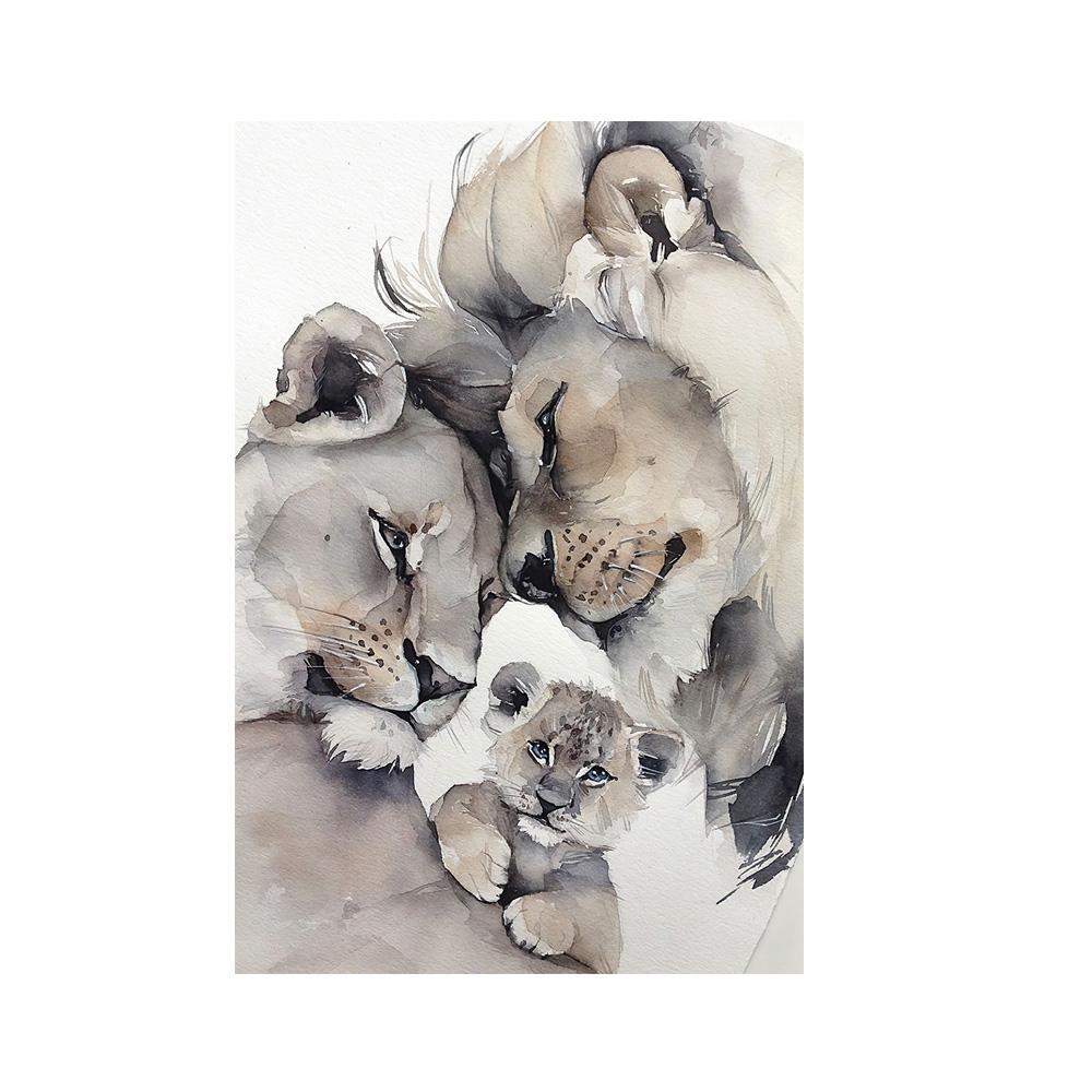 Африканский лев, семейный эскиз, настенные художественные постеры и принты, холст, картины с животными на стене, изображения льва, домашний декор