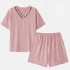 V-neck Simple Casual Pants Summer Short-sleeved Shorts Ladies Home Two-piece Home Service