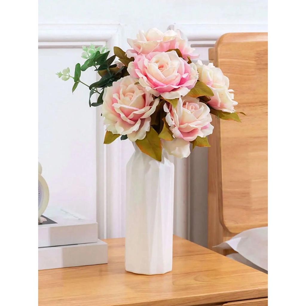 1pc Nordic Flower Vase Plastic Flower Vase Pink Blue White Grey Home Living Room Decoration Imitation Ceramic Plastic Flower Pot