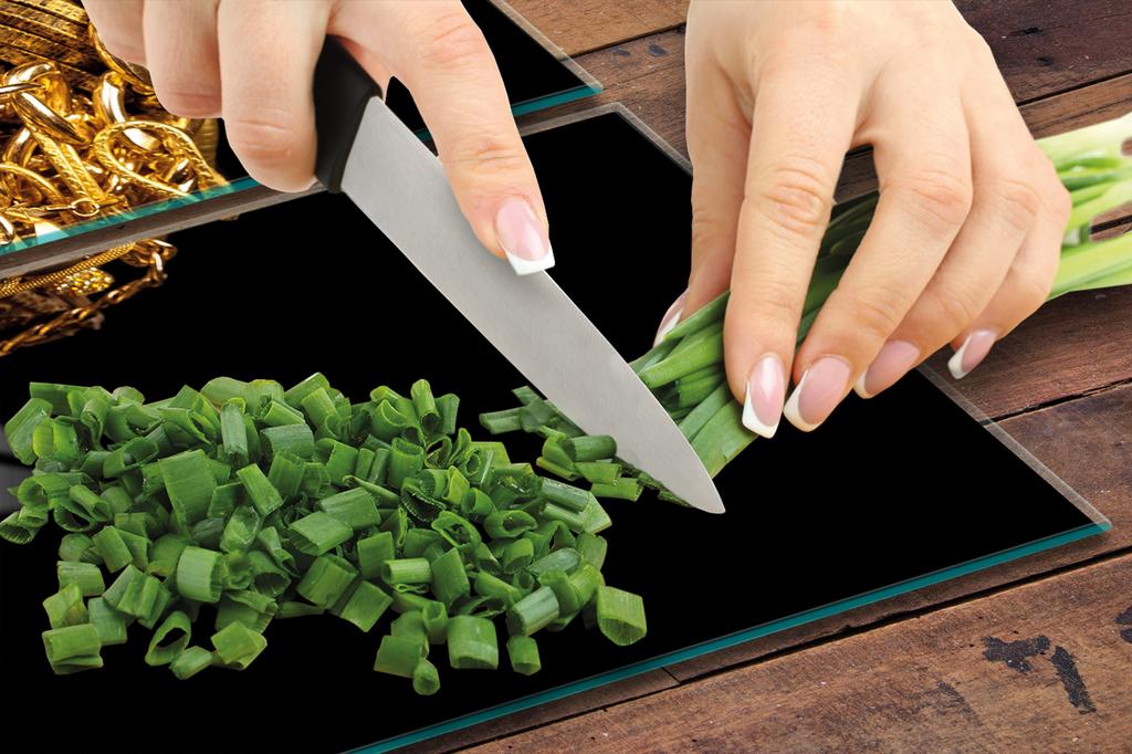 СТЕКЛЯННАЯ ЗАЩИТНАЯ ПАНЕЛЬ ДЛЯ КУХНИ 2x35x52 ЗОЛОТО