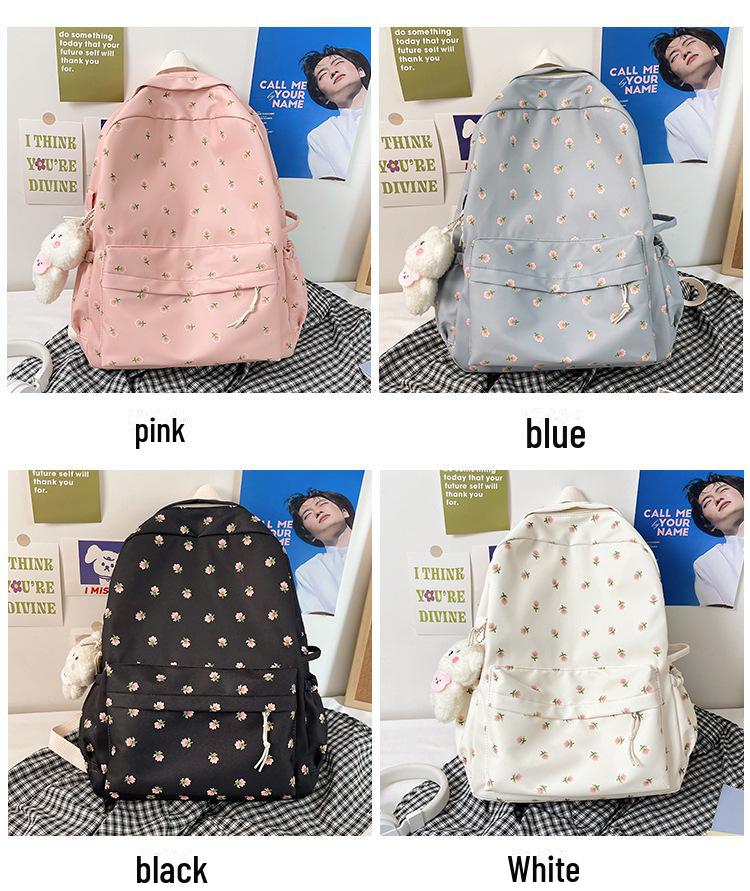 Floral Soft Girl Backpack for Students: Fresh, Schoolbag for Junior, High School, College, and Forest-Style Elementary Students