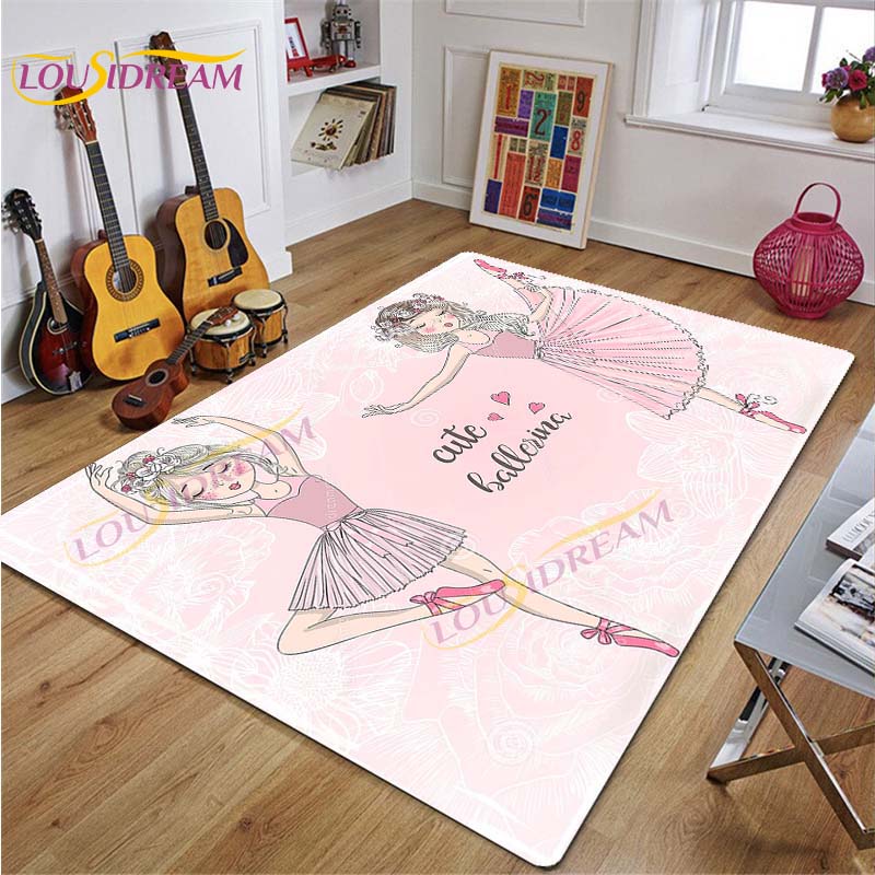Ковер для балерины, ковер с рисунком балерины для девочек, розовые коврики для гостиной, спальни, декор для детской комнаты, декор для детской, подарок