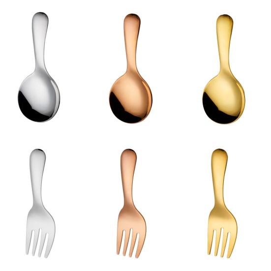 Детская ложка из нержавеющей стали, вилка с короткой ручкой, зеркальная полировка, пищевая мини-мороженая, десерт, чай, суп, ложка, лопатка, кухонные столовые приборы, посуда