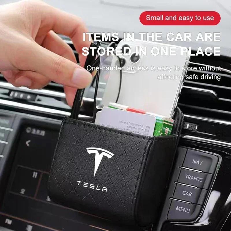 Автомобильная наклейка 2025 Новый Tesla Автомобильный ящик для хранения Вентиляционное отверстие Панель приборов Органайзер Подвесной органайзер для Tesla Model 3 S X Y Стиль Roadster