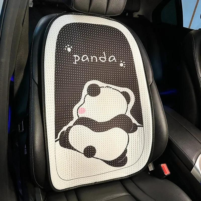 Cartoon Panda Car Seat Cushion Breathable Ice Silk Summer Car Seat Cover Protector Pad Mat Dust Proof Interior Accessories