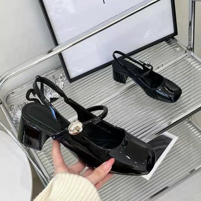 2025 весна и лето новая корейская версия пригородных туфель Мэри Джейн с квадратным носком французский вечерний бриз нежный с юбкой толстый каблук одинарные туфли