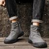 Осень Новые На молнии Плиссированные Нескользящие Комфортные Толстая подошва Износостойкие Модные Ботинки на плоской подошве Мужские ботинки Высокие Рабочая обувь