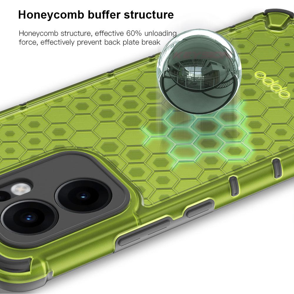 KEYSION Противоударный бронированный чехол для OPPO Reno13 F 5G Мягкий силикон+ПК Прозрачная сотовая задняя крышка для телефона PPO Reno 13 F 4G