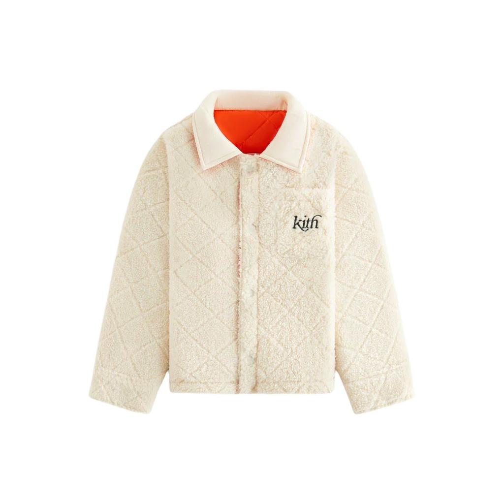 Kith Fall Classics 2024 Reversible Ola Notch Collar Single-Breasted Drop Shoulder Long Sleeve Jacket Kids Jackets White KHK010178-102
