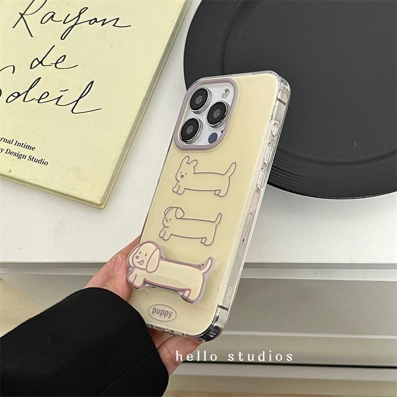 Модный милый линейный щенок мультяшный трендовый чехол для телефона iPhone 17 AIR 16 15 14 13 12 11 Pro Max Y2K Простой кавайный чехол