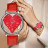 Women Vogue Watch Exquisite Peach Heart Design Watches Casual Leather Quartz WristWatch
