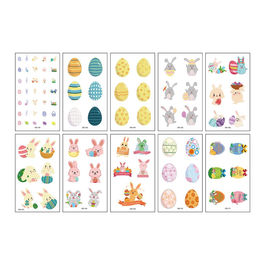 New Children's Easter Tattoo Stickers Cartoon Rabbit Egg DIY Decoration Waterproof Holiday Gift