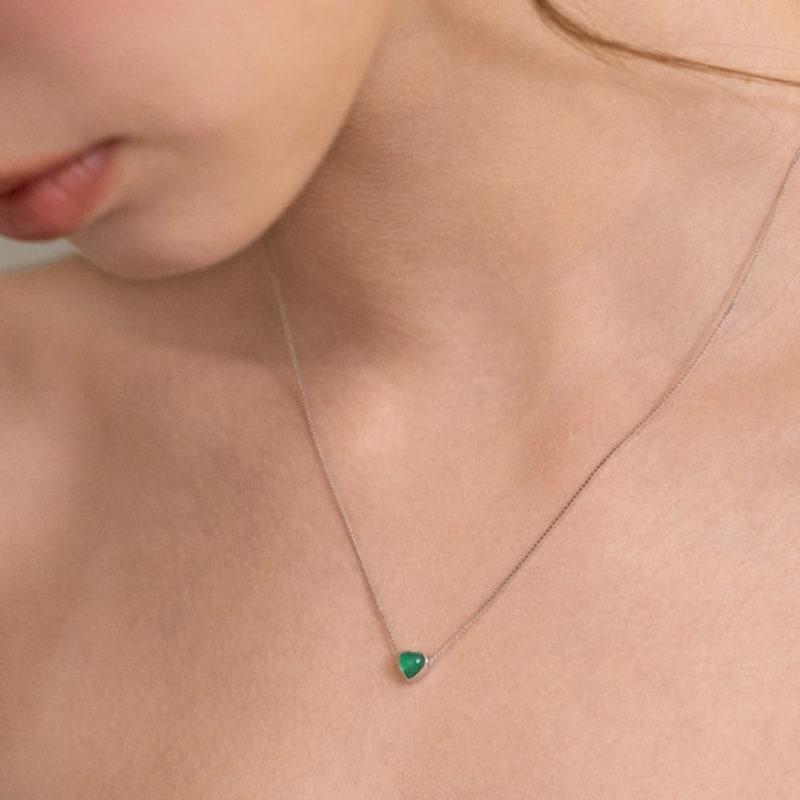 Tatiana (Серебро 925) Ожерелье с подвеской в виде сердца NZ2515 Зеленое