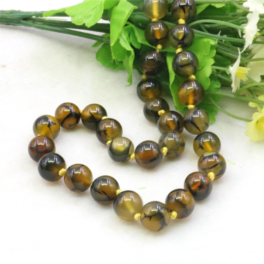 10 мм круглый желтый дракон в полоску агат оникс ожерелье натуральный камень для женщин и девочек галстуки ручной работы DIY модные ювелирные изделия дизайн