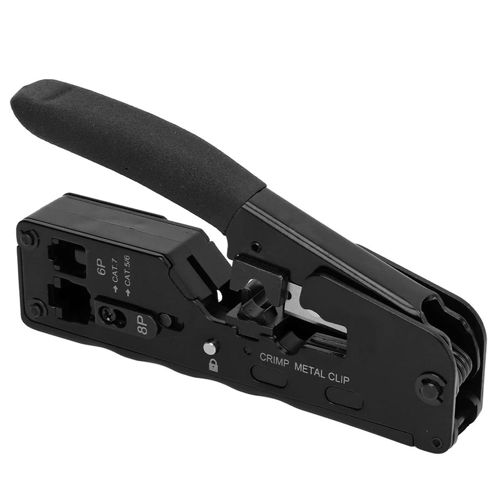 1pc Ratcheting Modular Data Cable Crimper / Wire Stripper / Wire Cutter for RJ11/RJ12 Standard, RJ45 Pass-Thru Connectors