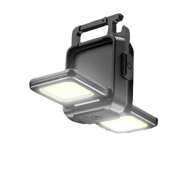 Мини-светодиодный фонарик-брелок, двойные фонари COB, USB-перезаряжаемые рабочие фонари, фонари для рыбалки с магнитом, встроенная батарея