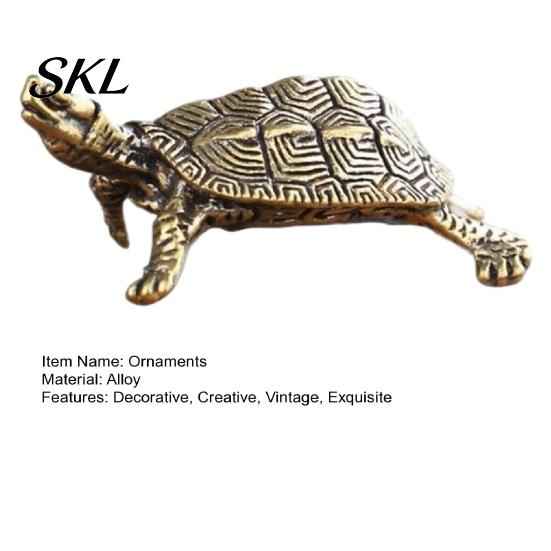 Classic Turtle Statue for Home Vintage Metal Statues, Gold Figurines, Decorative Animal Artisanal Brass Decor Ornament, Small Desktop Decoration