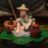 PVC Old Man Fishing Ornament Floating Miniature Room Decoration  Rockery Landscape Ornaments