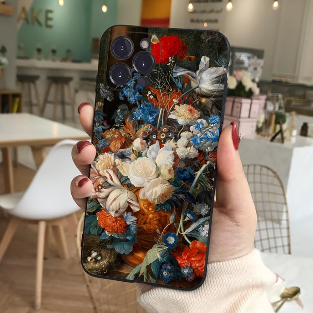 Classic Painting Flower Aesthetic Art Phone Case Silicone Soft for iphone 16 15 14 13 12 11 Pro Mini XS MAX Plus X Cover
